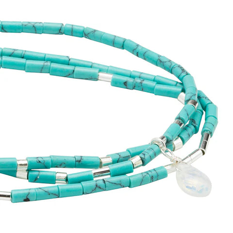 Scout Teardrop Stone Wrap Turquoise/Opalite/Silver - Stone of Calm