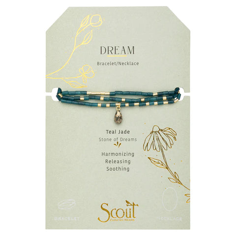 Scout Teardrop Stone Wrap - Teal Jade/Pyrite/Gold - Stone of Dreams