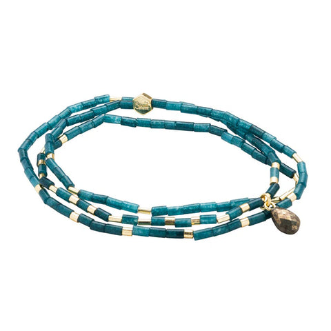 Scout Teardrop Stone Wrap - Teal Jade/Pyrite/Gold - Stone of Dreams