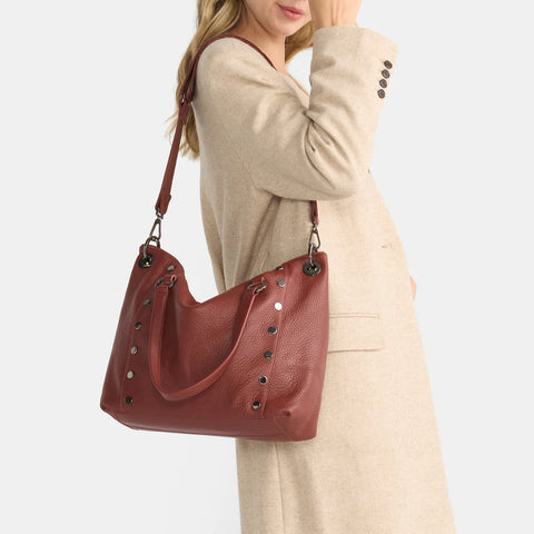 Hammitt Daniel Large Baroque Brown/Gunmetal Leather Tote Bag