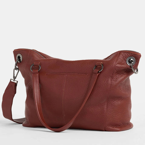 Hammitt Daniel Large Baroque Brown/Gunmetal Leather Tote Bag