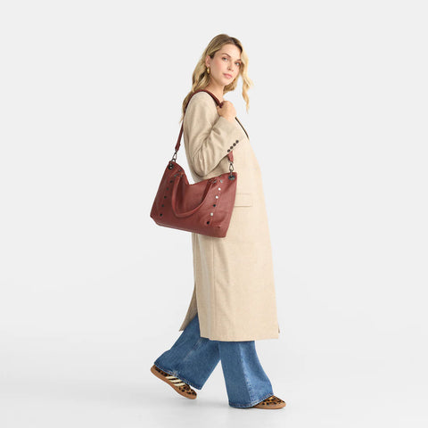Hammitt Daniel Large Baroque Brown/Gunmetal Leather Tote Bag