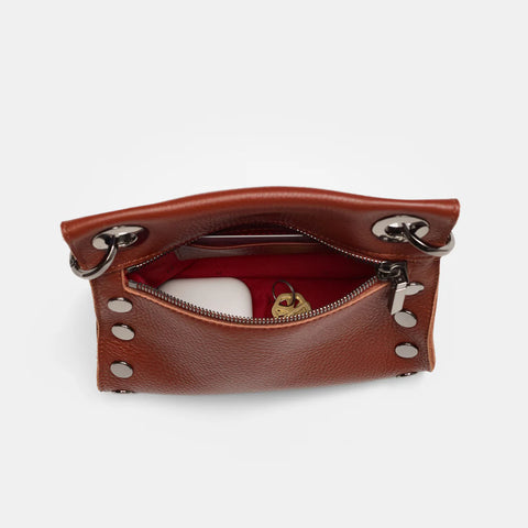 Hammitt Tony Small Baroque Brown/Gunmetal Leather Crossbody