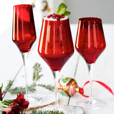 Vietri Contessa Red Champagne Flute