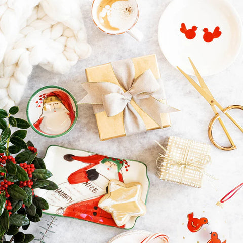 Vietri Old St. Nick Rectangular Plate - Naughty or Nice