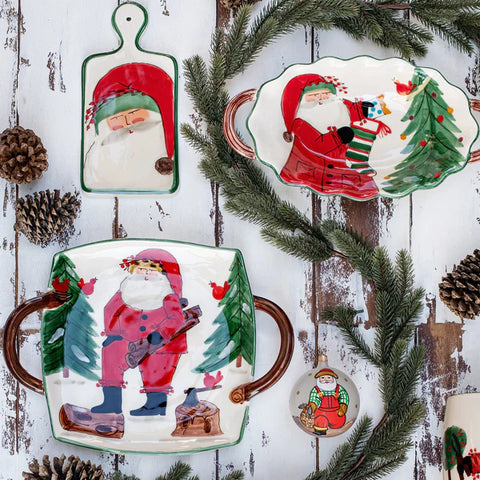 Vietri Old St. Nick Handled Square Platter