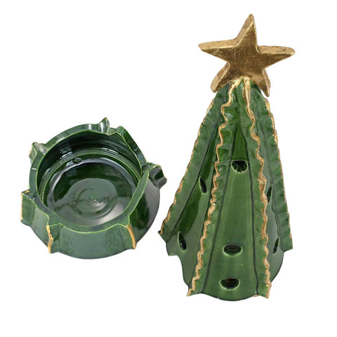 Vietri Foresta Green Large Tree with Ribbon & Gold Star