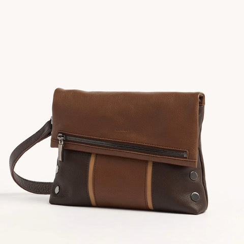 Hammitt VIP Medium Orchestra Brown/Gunmetal Leather Crossbody Clutch