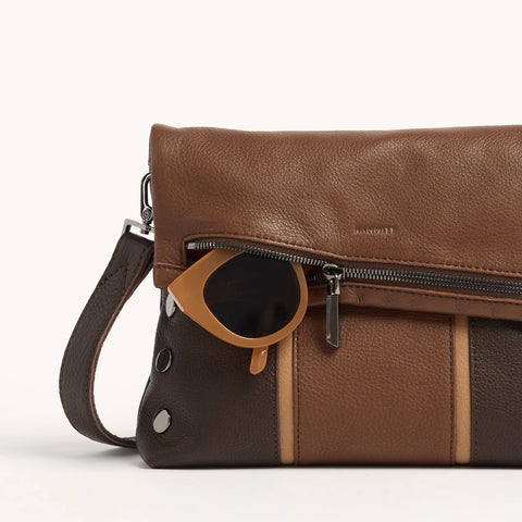 Hammitt VIP Medium Orchestra Brown/Gunmetal Leather Crossbody Clutch