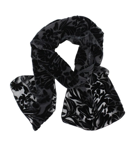 Dana Herbert Black Tulips Burnout Velvet Scarf