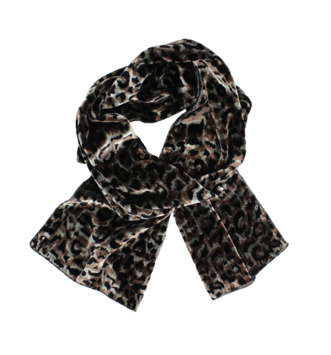 Dana Herbert Leopard Burnout Velvet Scarf