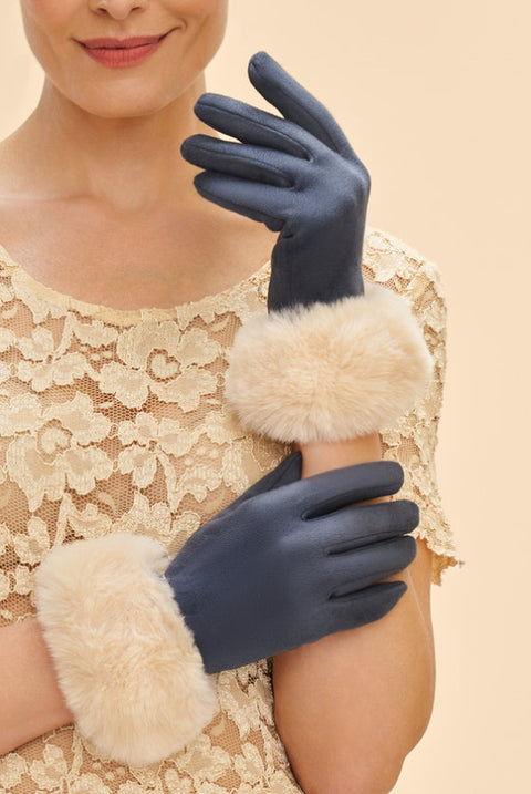 Powder Bettina Gloves - Navy & Cream