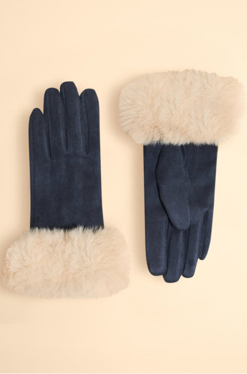 Powder Bettina Gloves - Navy & Cream