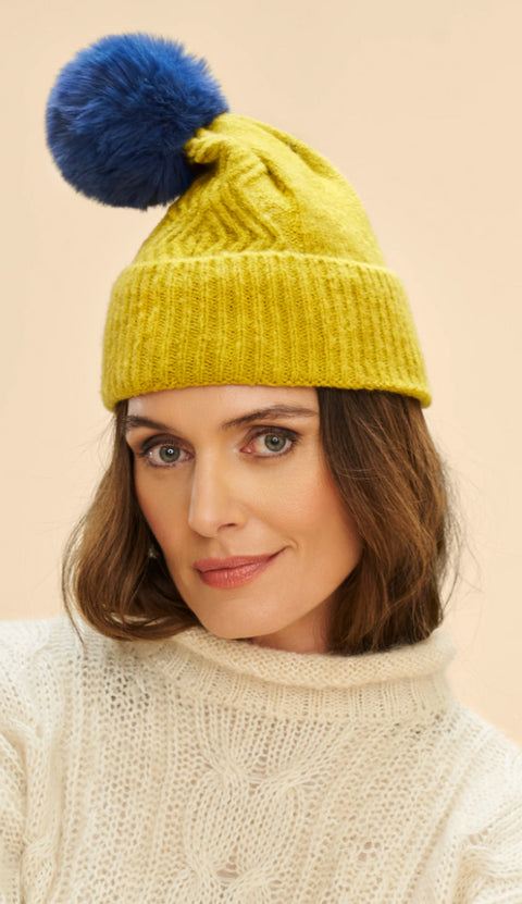Powder Ingrid Bobble Hat - Chartreuse