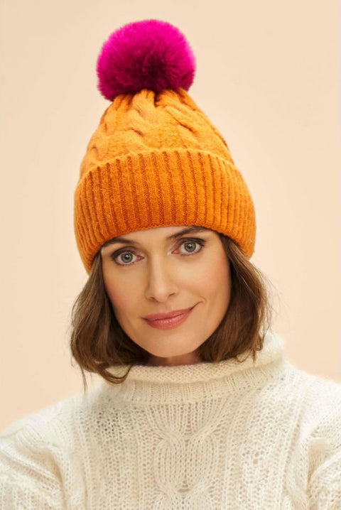 Powder Svana Bobble Hat - Tangerine