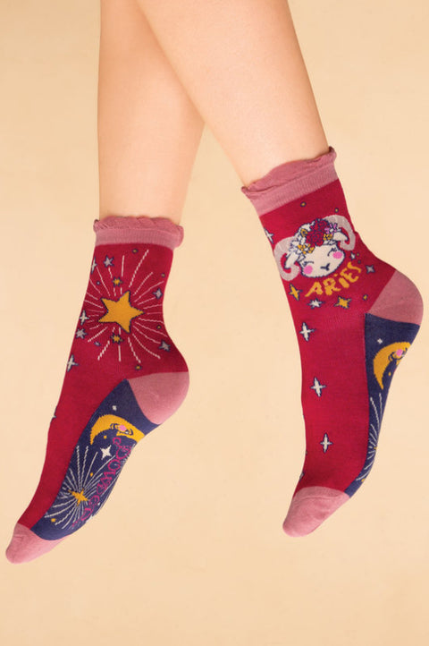 Powder Aries Zodiac Ankle Socks