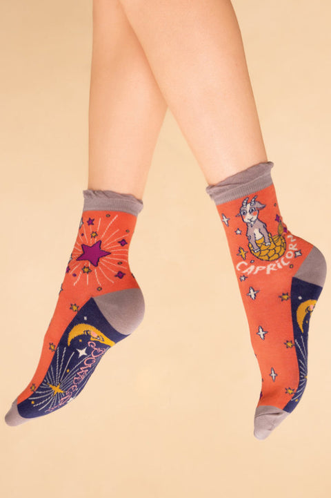 Powder Capricorn Zodiac Ankle Socks