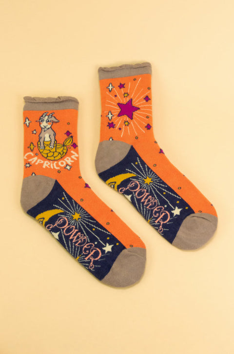 Powder Capricorn Zodiac Ankle Socks