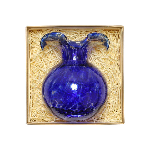 Vietri Hibiscus Glass Cobalt Tortoiseshell Bud Vase