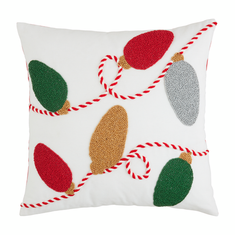 Mudpie String of Lights Beaded Pillow