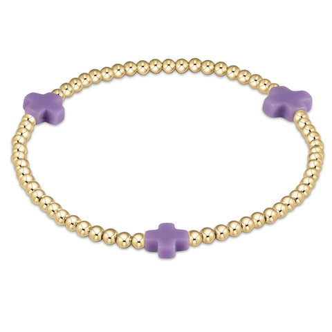 enewton signature cross gold pattern 3mm bead bracelet - purple