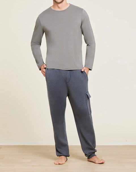 Barefoot Dreams Malibu Collection® Men's Seamed Long Sleeve Olive Branch 