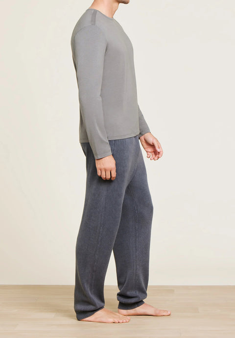 Barefoot Dreams Malibu Collection® Men's Seamed Long Sleeve Olive Branch