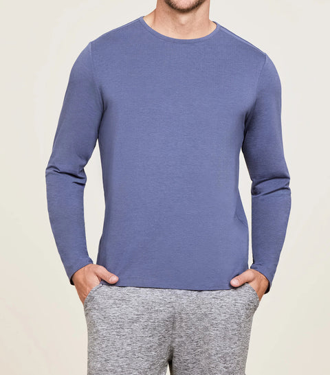 Barefoot Dreams Malibu Collection® Men's Seamed Long Sleeve Cosmic Blue