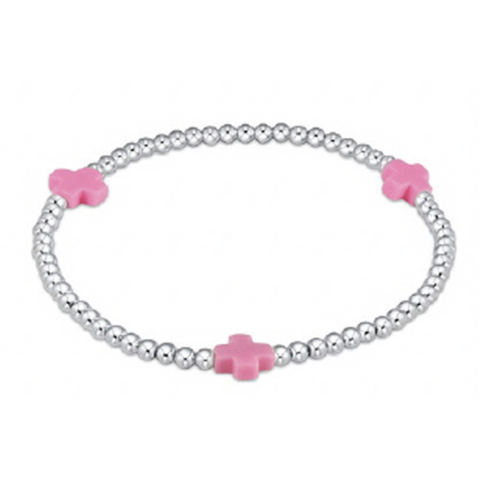 enewton signature cross sterling pattern 3mm bead bracelet - bright pink