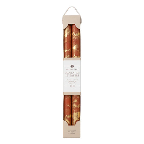 Northern Lights 12" Decorative Tapers Bordeaux with Gold - 2 Pack
