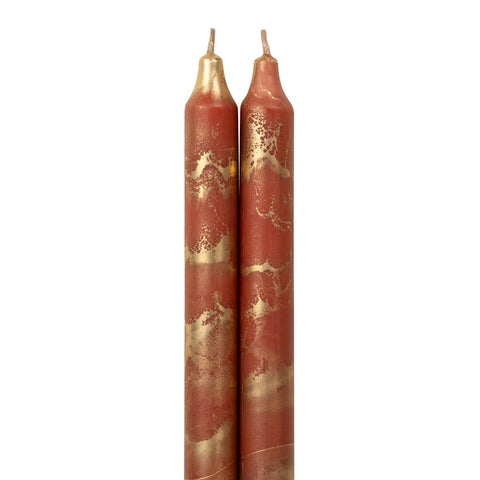 Northern Lights 12" Decorative Tapers Terra Cotta with Gold - 2 Pack