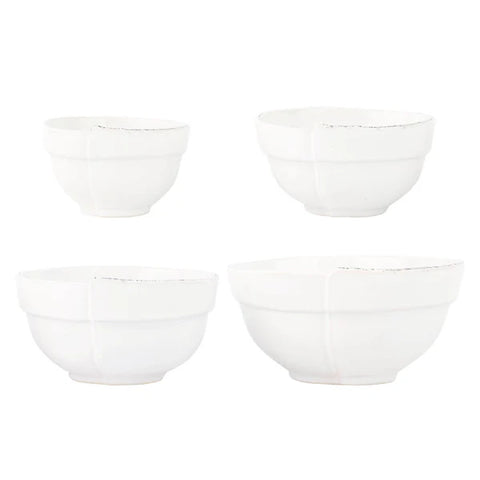 Vietri Lastra White Assorted Prepping Bowls - Set of 4