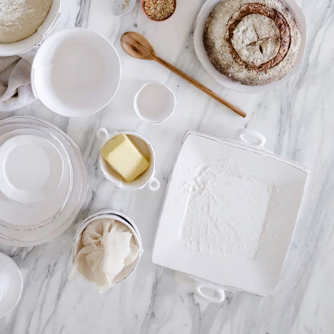 Vietri White Lastra Handled Square Platter