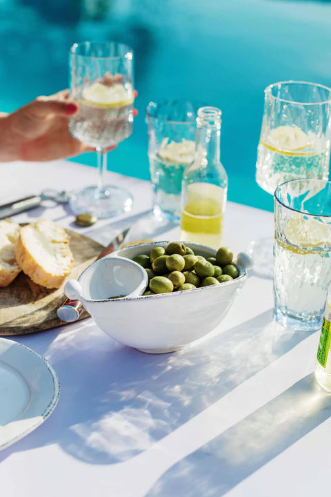Vietri Lastra White Two-Part Olive Bowl