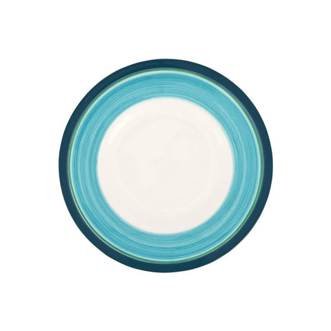 NEW Vietri Lisbon Cobalt And Aqua Stripe Salad Plate