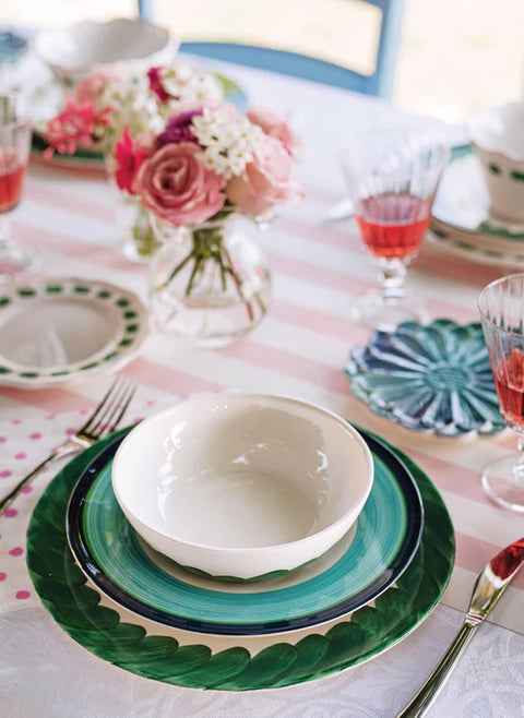 NEW Vietri Lisbon Cobalt And Aqua Stripe Salad Plate