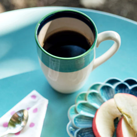 Vietri Lisbon Cobalt And Aqua Stripe Mug