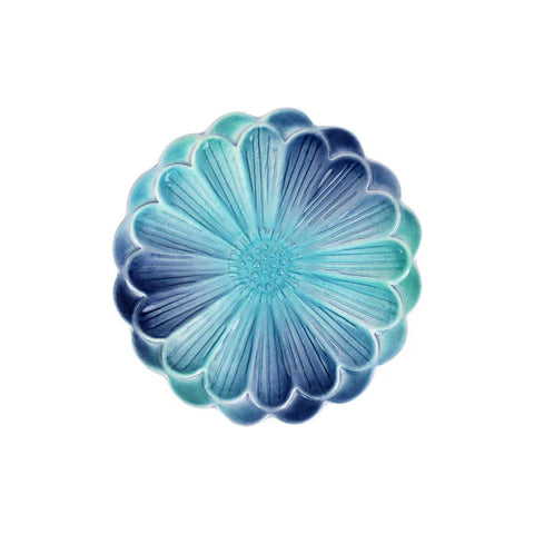 Vietri Lisbon Cobalt And Aqua Flower Cocktail Plate