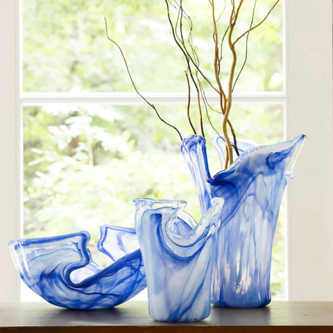 NEW Vietri Onda Glass Cobalt Large Vase