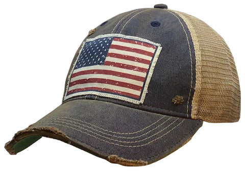 Vintage Trucker Baseball Hat American Flag