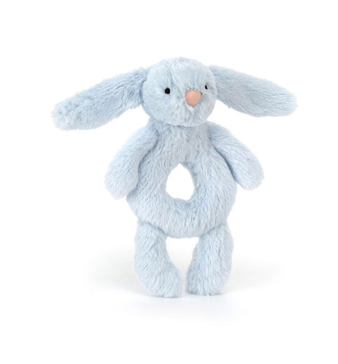 JELLYCAT BASHFUL BLUE BUNNY RING RATTLE