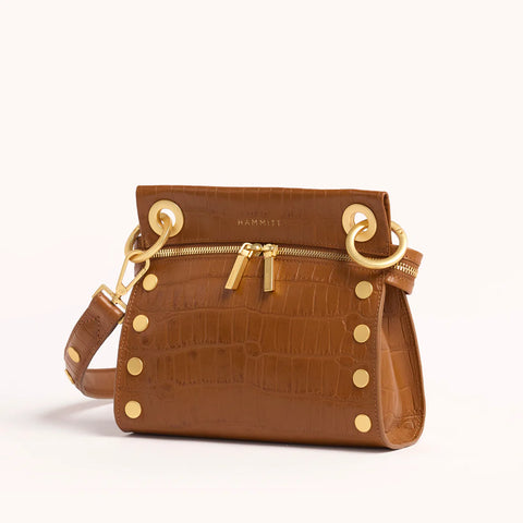 Hammitt Tony Signature Small Canyon Crocco/Brushed Gold Crossbody Bag