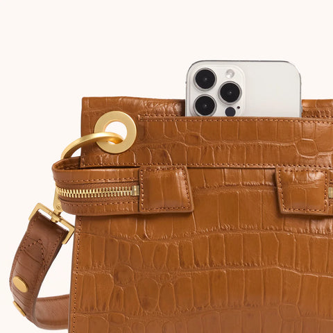 Hammitt Tony Signature Small Canyon Crocco/Brushed Gold Crossbody Bag