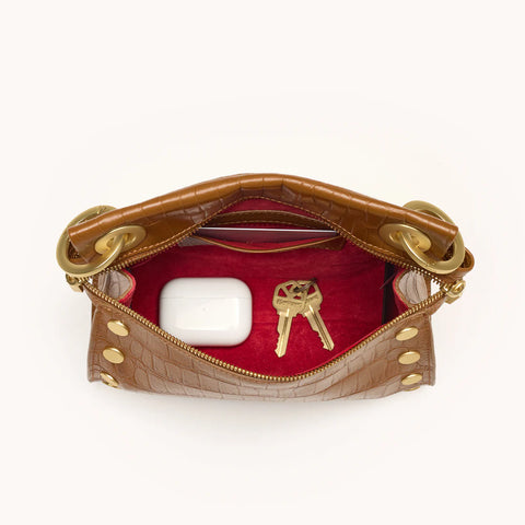 Hammitt Tony Signature Small Canyon Crocco/Brushed Gold Crossbody Bag