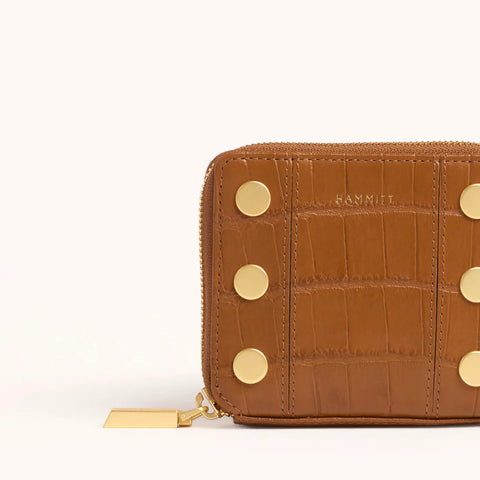 Hammitt 5 North Canyon Crocco/Brushed Gold Leather Wallet