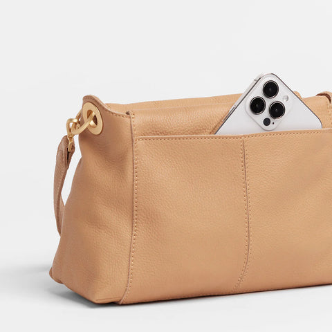 Hammitt Bryant Medium Toast Tan/Brushed Gold Leather Shoulder Bag