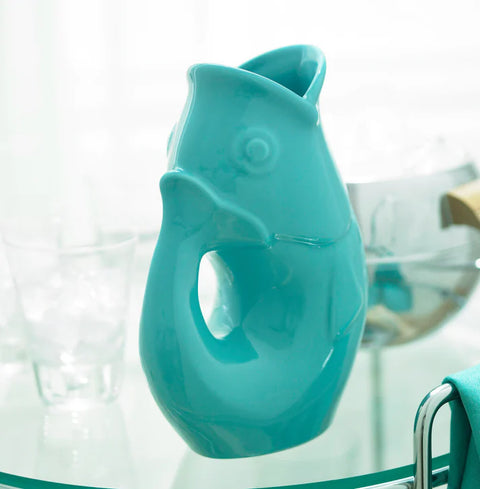 GurglePot Gurgling Fish Water Pitcher Aqua