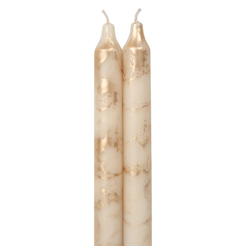 Northern Lights 12" Decorative Tapers Cream w/ Gold - 2 Pack