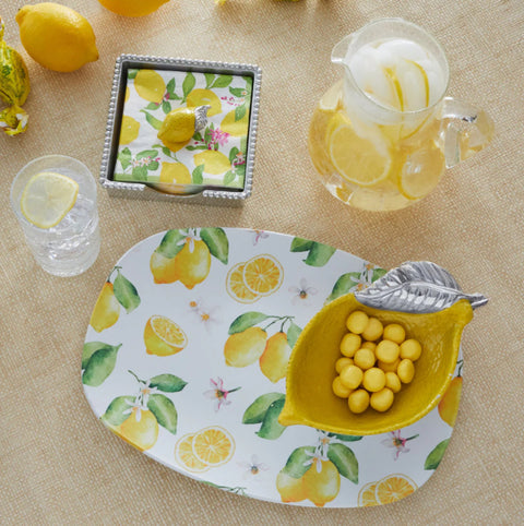 Mariposa Lemon Beaded Napkin Box Set