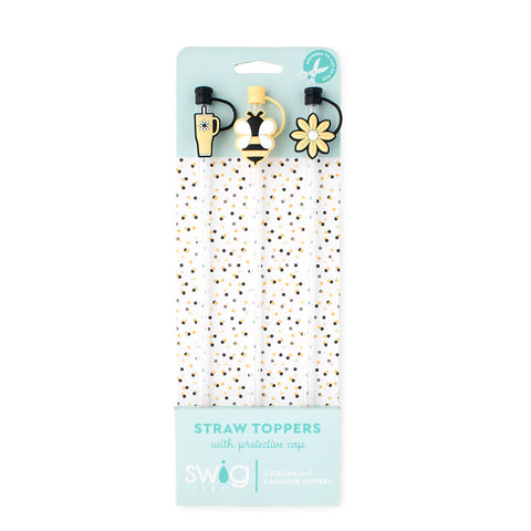 Swig Busy Bee Straw Topper Set